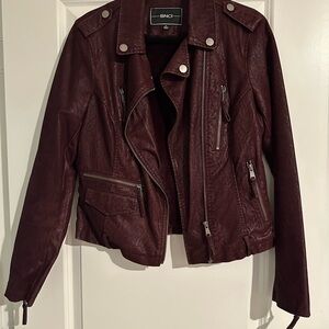 BNCI Women's Dark Red Leather Jacket